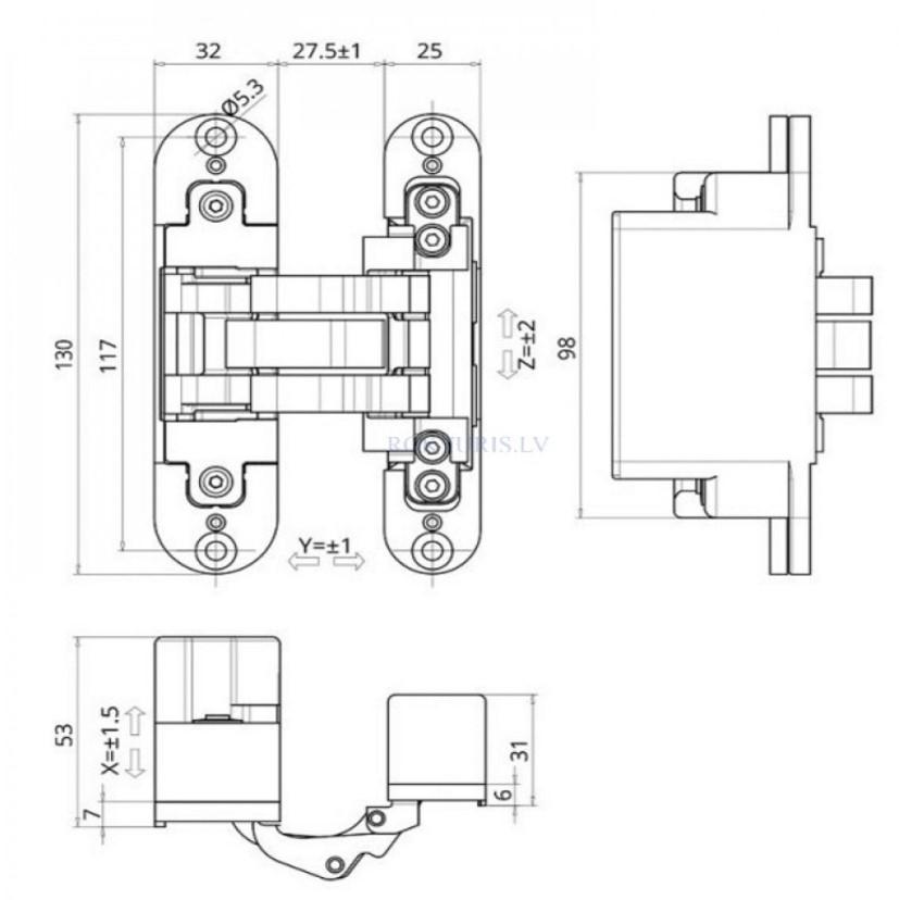 3D offset adjustable concealed hinge Otlav IN570