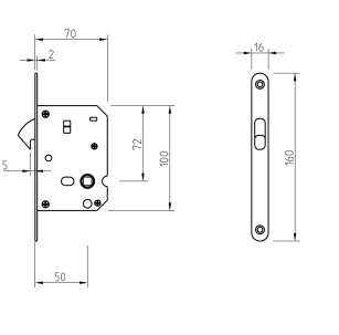 Bīdāmo durvju WC slēdzene Tupai 3859
