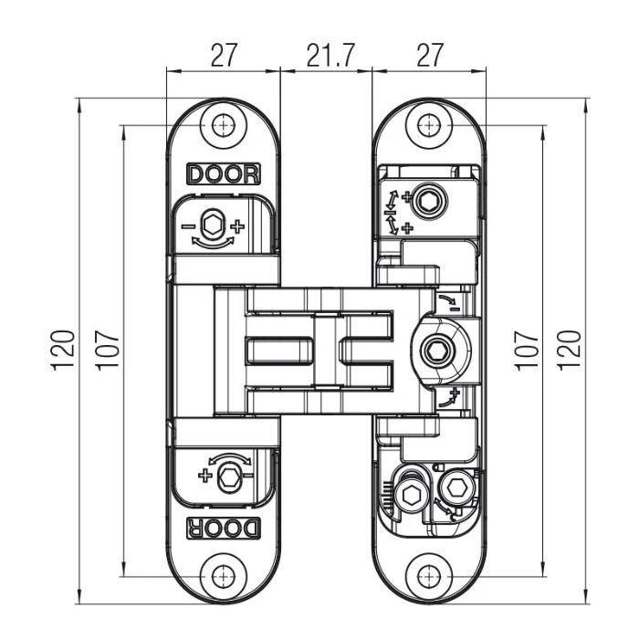 Concealed hinges for doors with cladding Krona Koblenz KUBICA 27 - K2700
