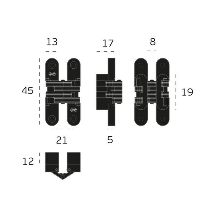 Concealed hinges for furniture doors JNF IN.05.051.45