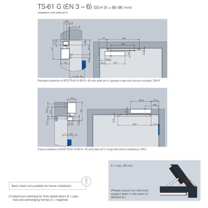 Door closer with slide rail Eco Schulte Newton TS-61B