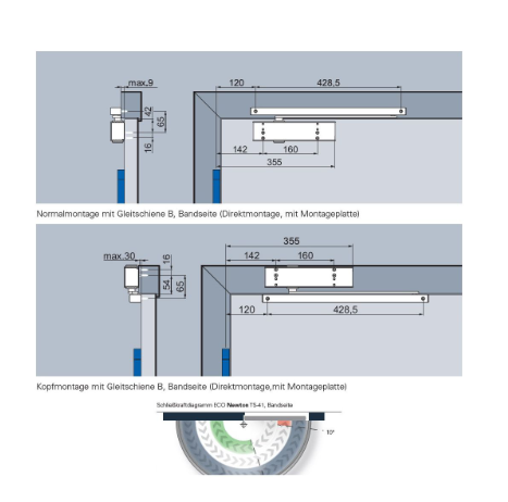 Door closer with slide rail Eco Schulte TS-41 NEWTON