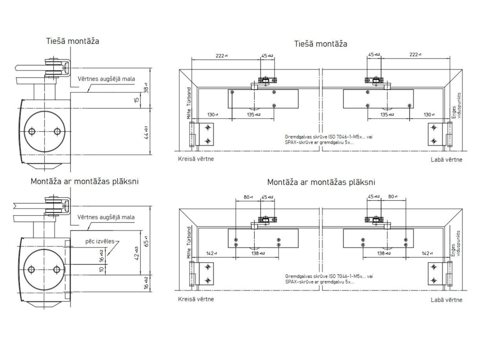 Door closer with standard arm GEZE TS 2000 V BC EN 2/4/5