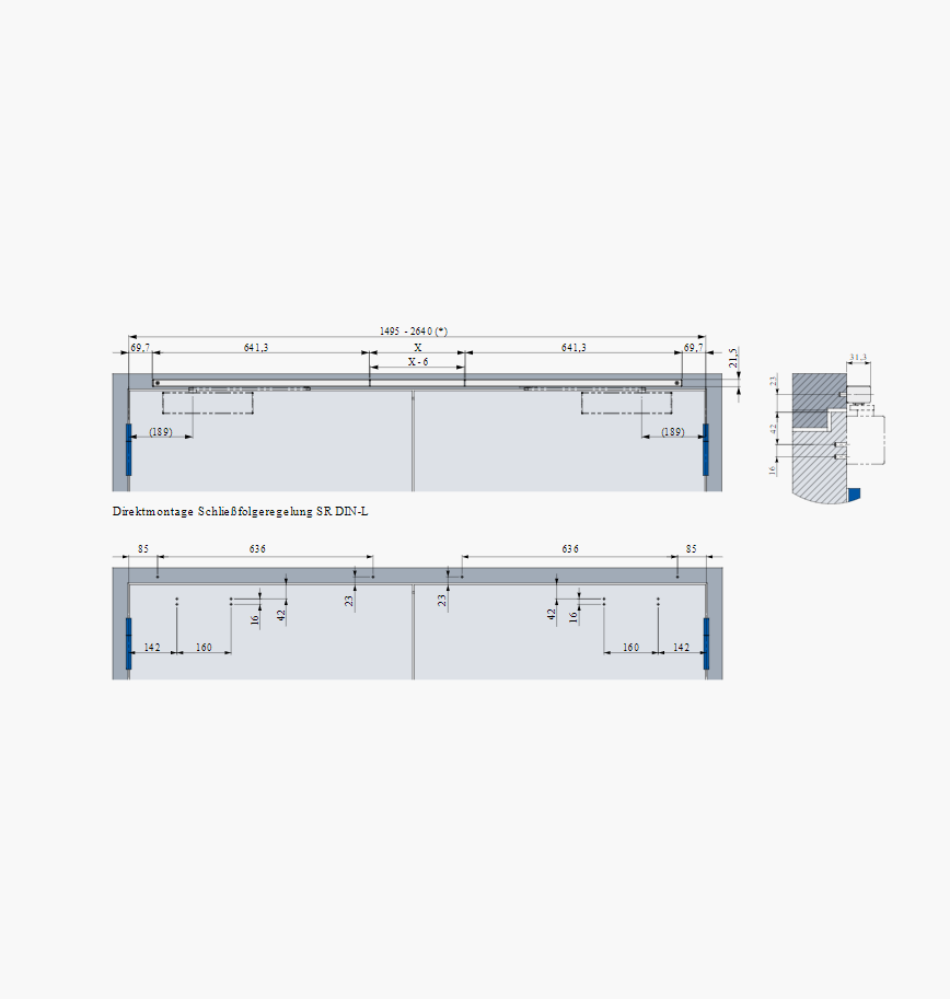 Door coordinator for double leaf doors Eco Schulte SR III