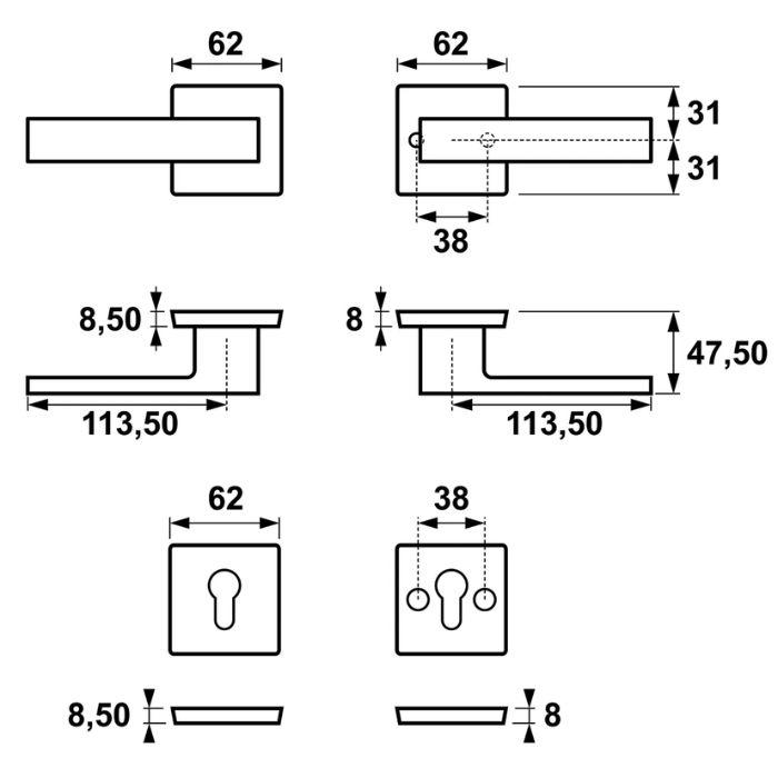 Door handle Axa Home Security Ceres click