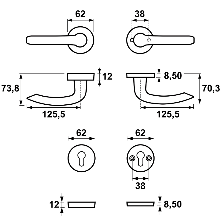 Door handle Axa Home Security Diana Premium