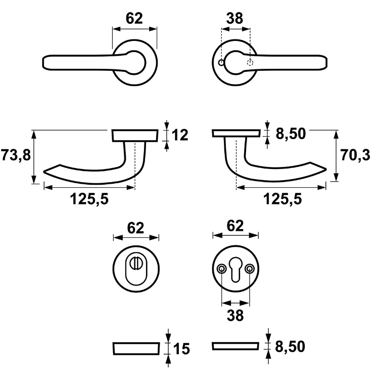 Door handle Axa Home Security Diana Premium Flex