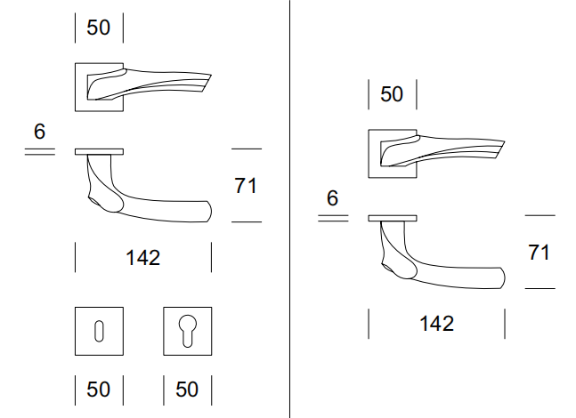 Door handle Ento ANATOMICA SQ R6
