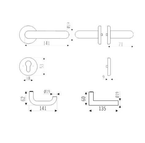 Door handle for fire-resistant doors Eco Schulte BASIS PLUS D-310