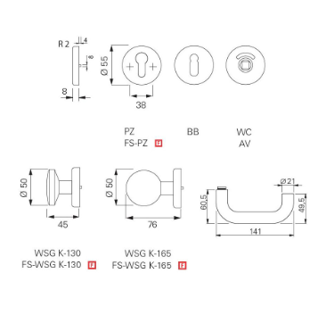 Door handle for fire-resistant doors Eco Schulte OGL D-110