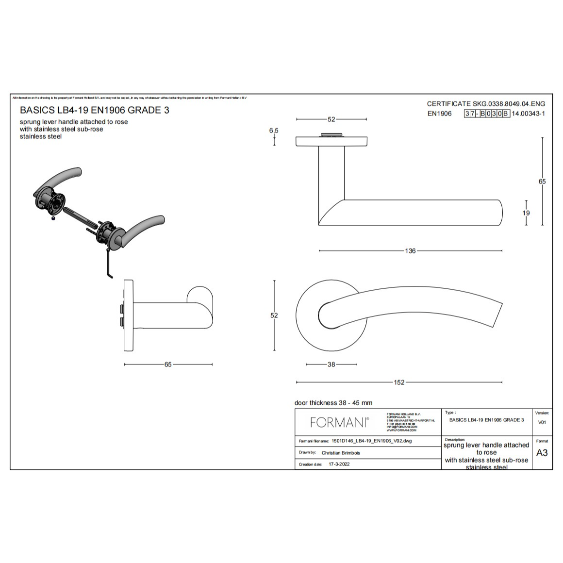 Door handle Formani BASICS LB4-19