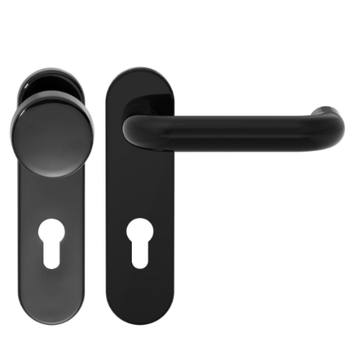 Door handle-knob set on long plate Eco Schulte OGL D-110/K-130