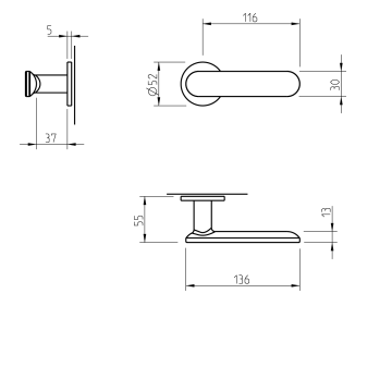 Door handle Tupai 4158 5S