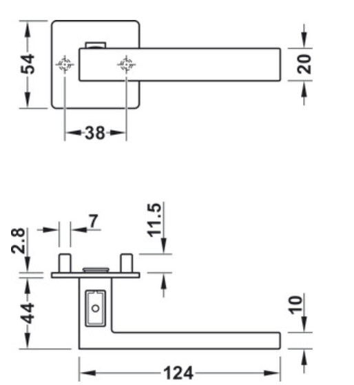 Door handle with integrated WC lock Hafele Startec LDH 0160-S