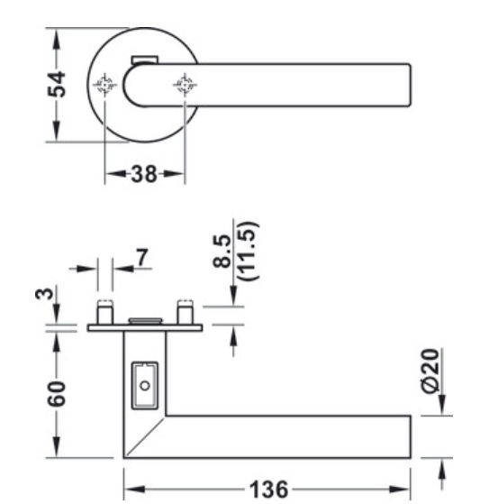 Door handle with integrated WC lock Hafele Startec LDH 0171-S