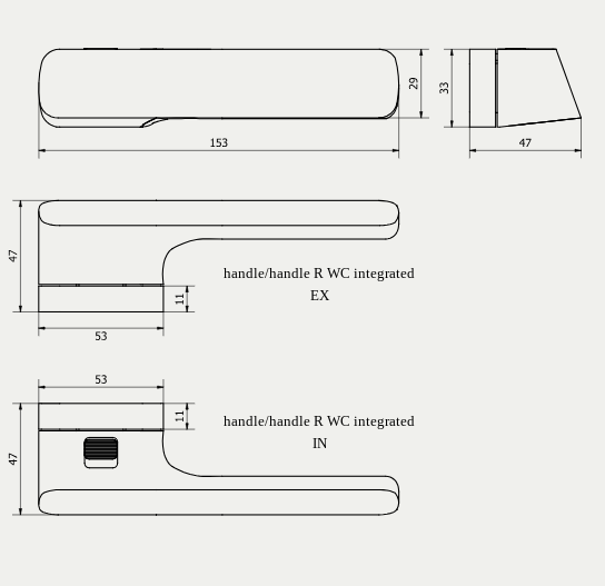 Door handle with integrated WC M&T Minimal 2.0