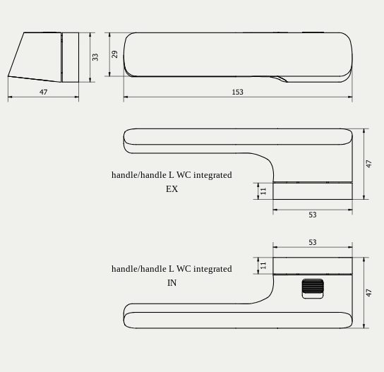 Door handle with integrated WC M&T Minimal 2.0