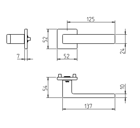 Door handle with integrated WC mechanism Tupai 4275 5SQ PRIVE
