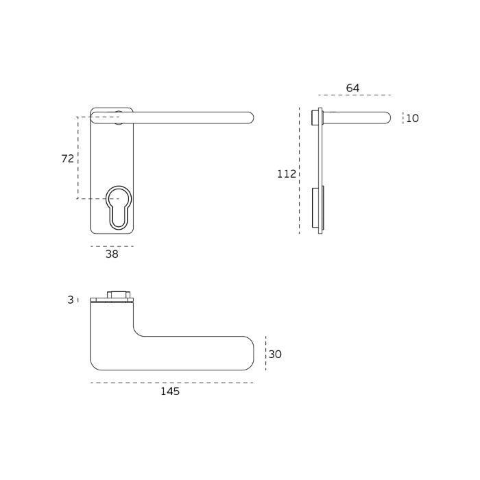 Door handle with PZ plate JNF IN.00.532.PR.PZ