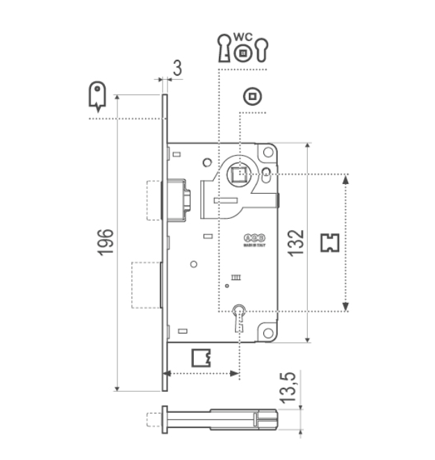 Door lock AGB CENTRO 196/22