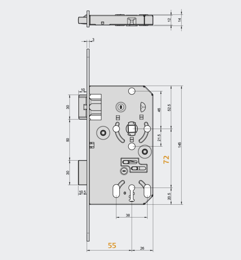 Door lock MARC Assa Abloy 706-E WC