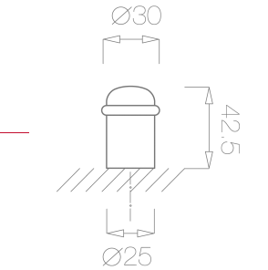 Door stop 42.5 mm Tupai 1698