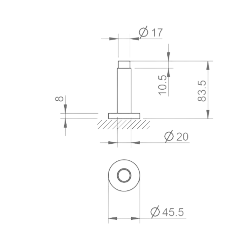Door stop 83,5 mm Tupai 2619