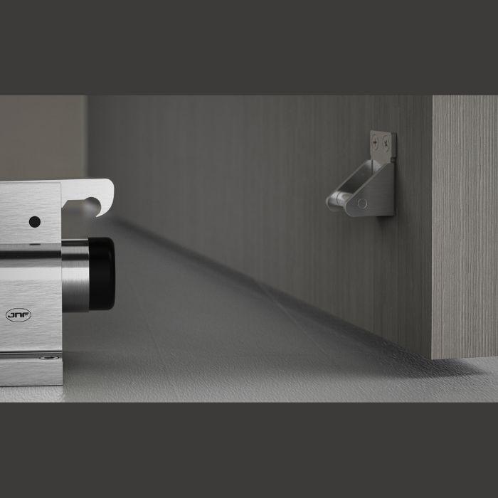 Door stopper for heavy doors with shock absorber and retainer JNF IN.13.010