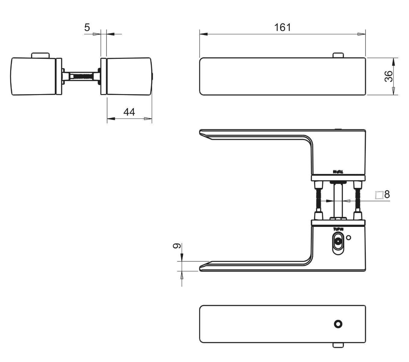 Durvju rokturis ar integrētu WC pogu Tupai 4084 PRIVE