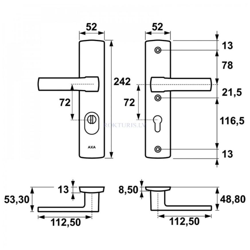 Durvju rokturis Axa Home Security Apollo Flex 72mm