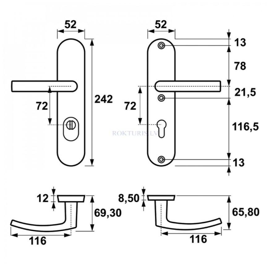 Durvju rokturis Axa Home Security Quebec Flex 72 mm