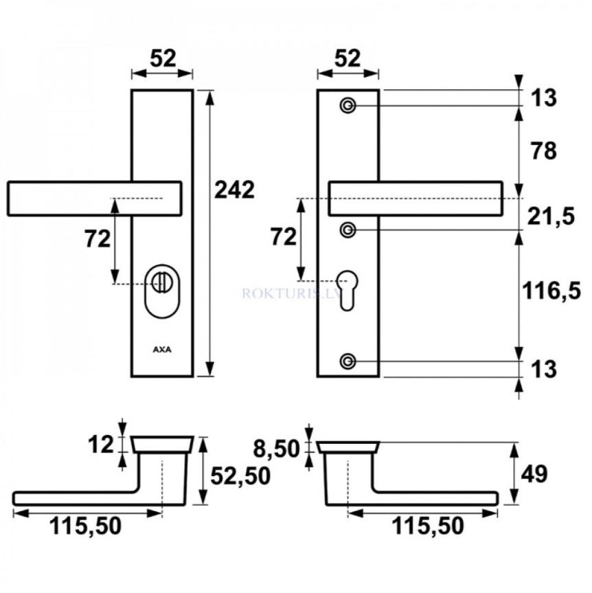  Durvju rokturis Axa Home Security Royal Flex 72mm
