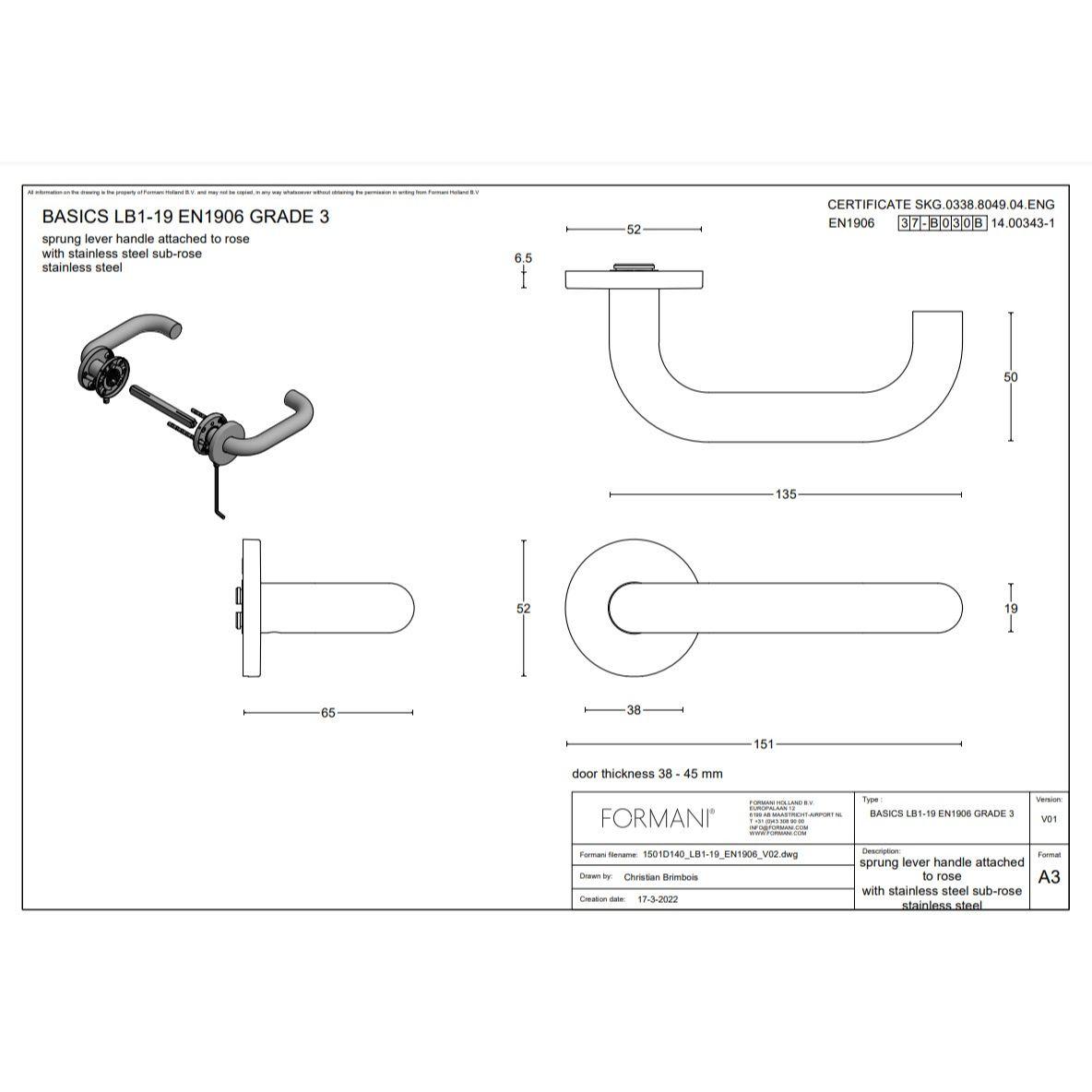 Durvju rokturis Formani BASICS LB1-19