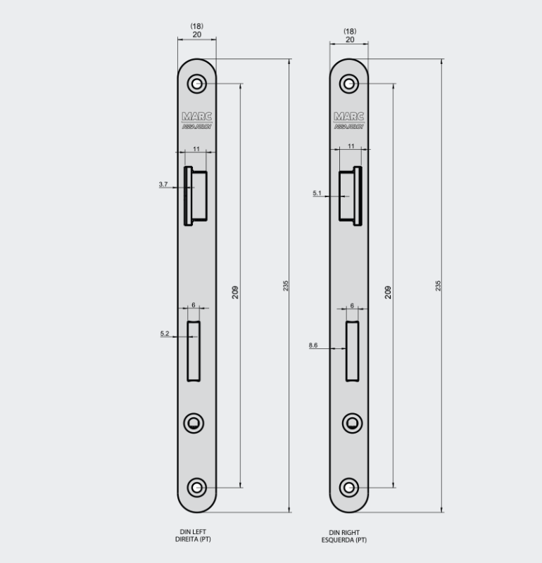 Durvju slēdzene MARC Assa Abloy ZK-E PZ 72/55
