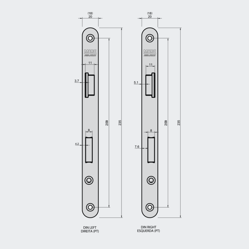 Durvju slēdzene MARC Assa Abloy ZK PZ 72/55