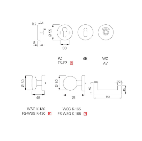Fire-resistant door handle Eco Schulte OGL D-330