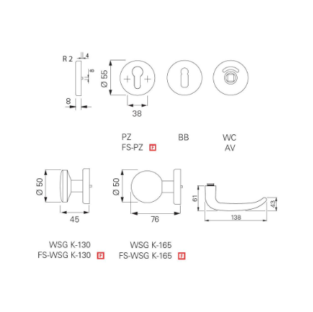 Fire-resistant door handle Eco Schulte OGL D-410