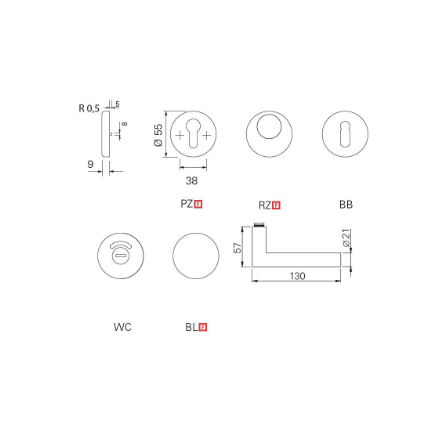 Fire-resistant door handle Eco Schulte OKL Magis D-310