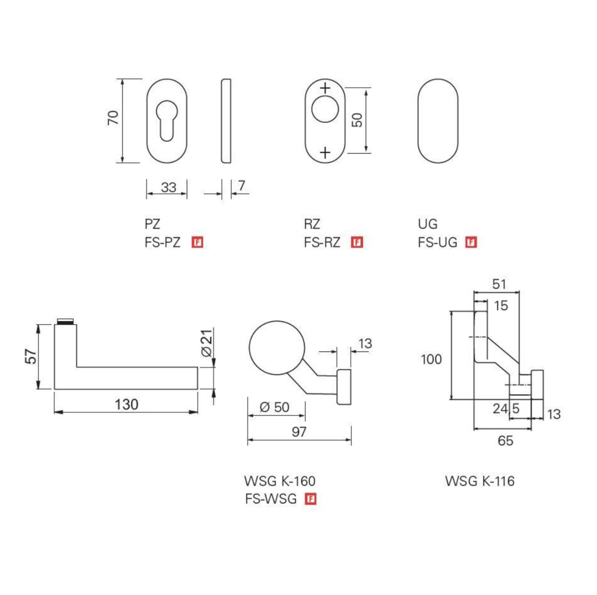 Fire-resistant door handle with oval rosette Eco Schulte 9 mm OVR D-310