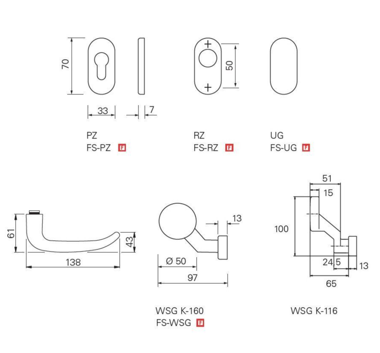Fire-resistant door handle with oval rosette Eco Schulte 9 mm OVR D-410