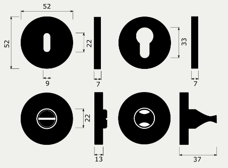 Fire-resistant door handle with PZ rosette M&T Lusy R