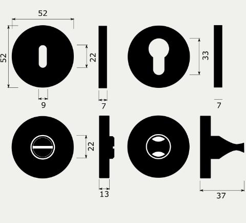 Fire-resistant door handle with PZ rosette M&T Meclis R
