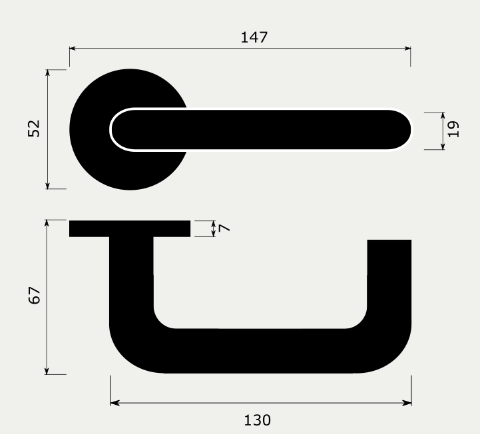 Fire-resistant door handle with PZ rosette M&T Meclis R