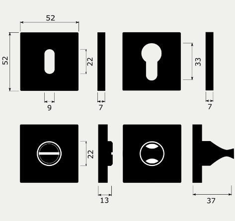 Fire-resistant door handle with WC knob M&T Meclis Q