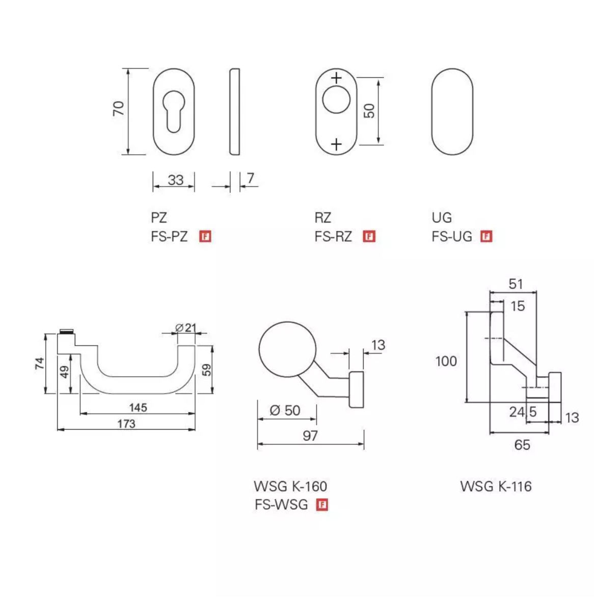 Fire-resistant handle with oval rosette Eco Schulte 9 mm OVR D-115