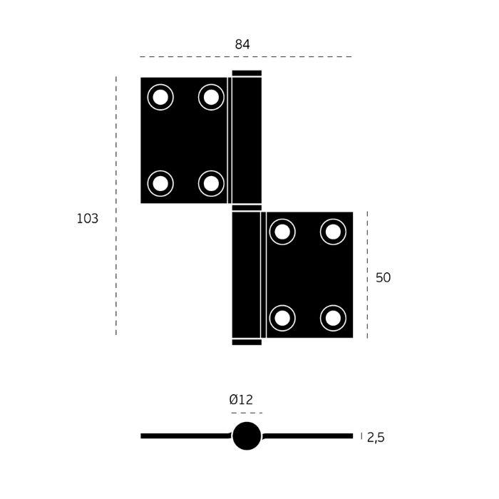 Flag type hinge JNF IN.05.011