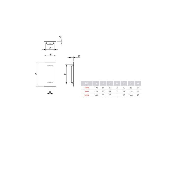 Flush handle 102/52 mm Tupai 1696