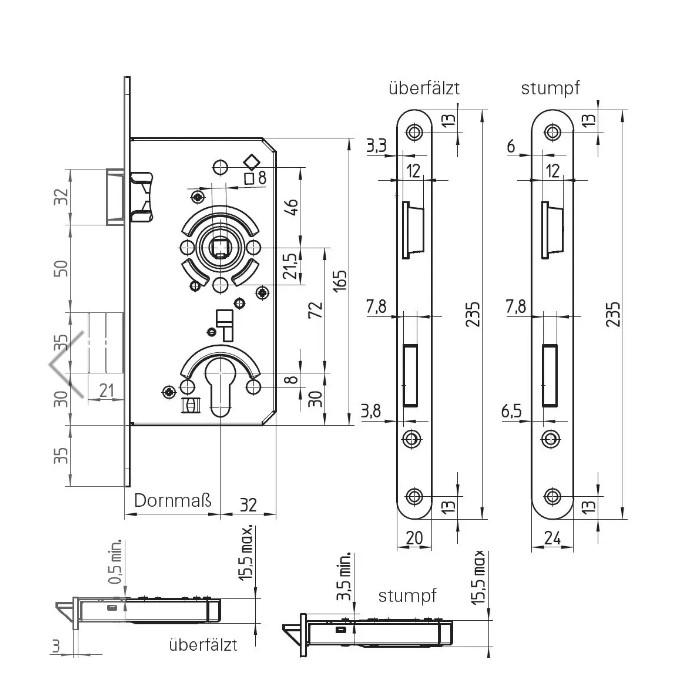 Grade 3 mortise lock Eco Schulte GBS 12