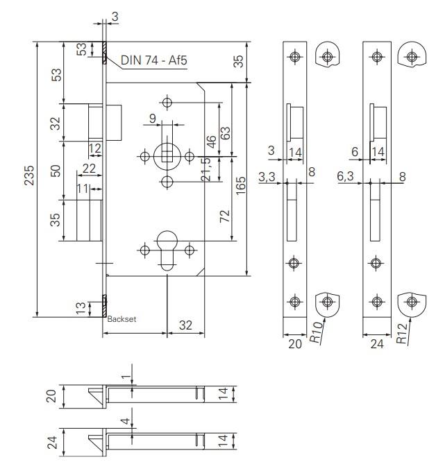 Grade 4 mortise lock for fire safety doors Eco Schulte GBS 81