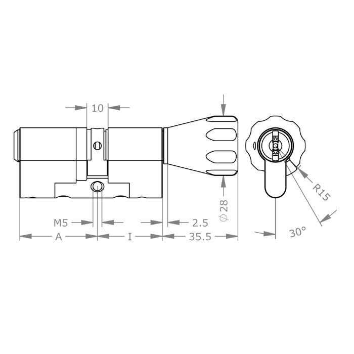 High security thumbturn cylinder Evva MCS